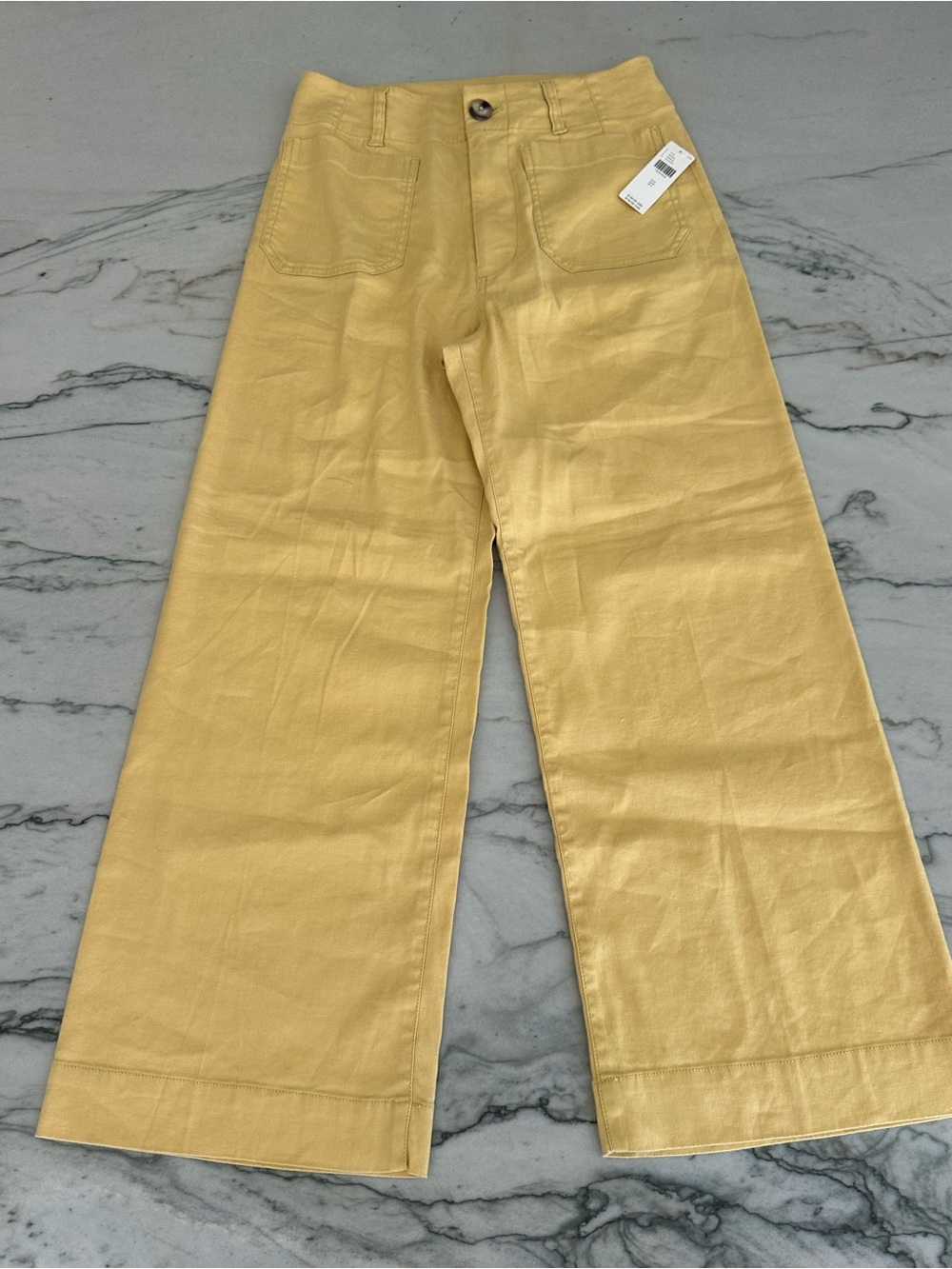 NWT Anthropologie Maeve Wide-Leg Cotton Crop Pants - Yellow